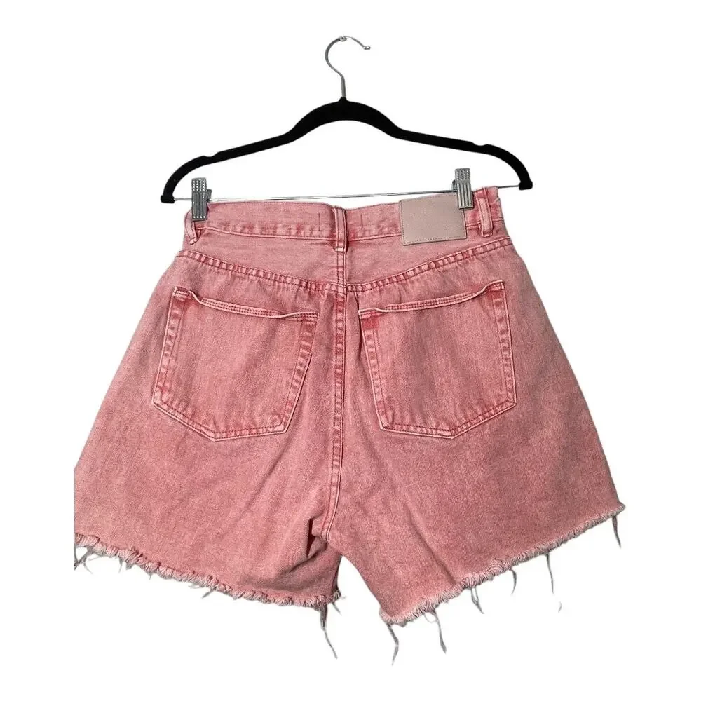 ZGY Denim Pink Cut Off Jean Shorts Jorts 30 Hi & Loose Super Hi Rise 100% Cotton